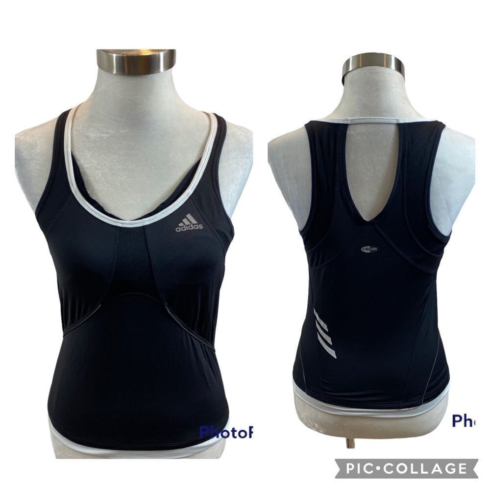 Ladies adidas Black and White Athletic Tank Top‎ With Built in Bra Size Medium